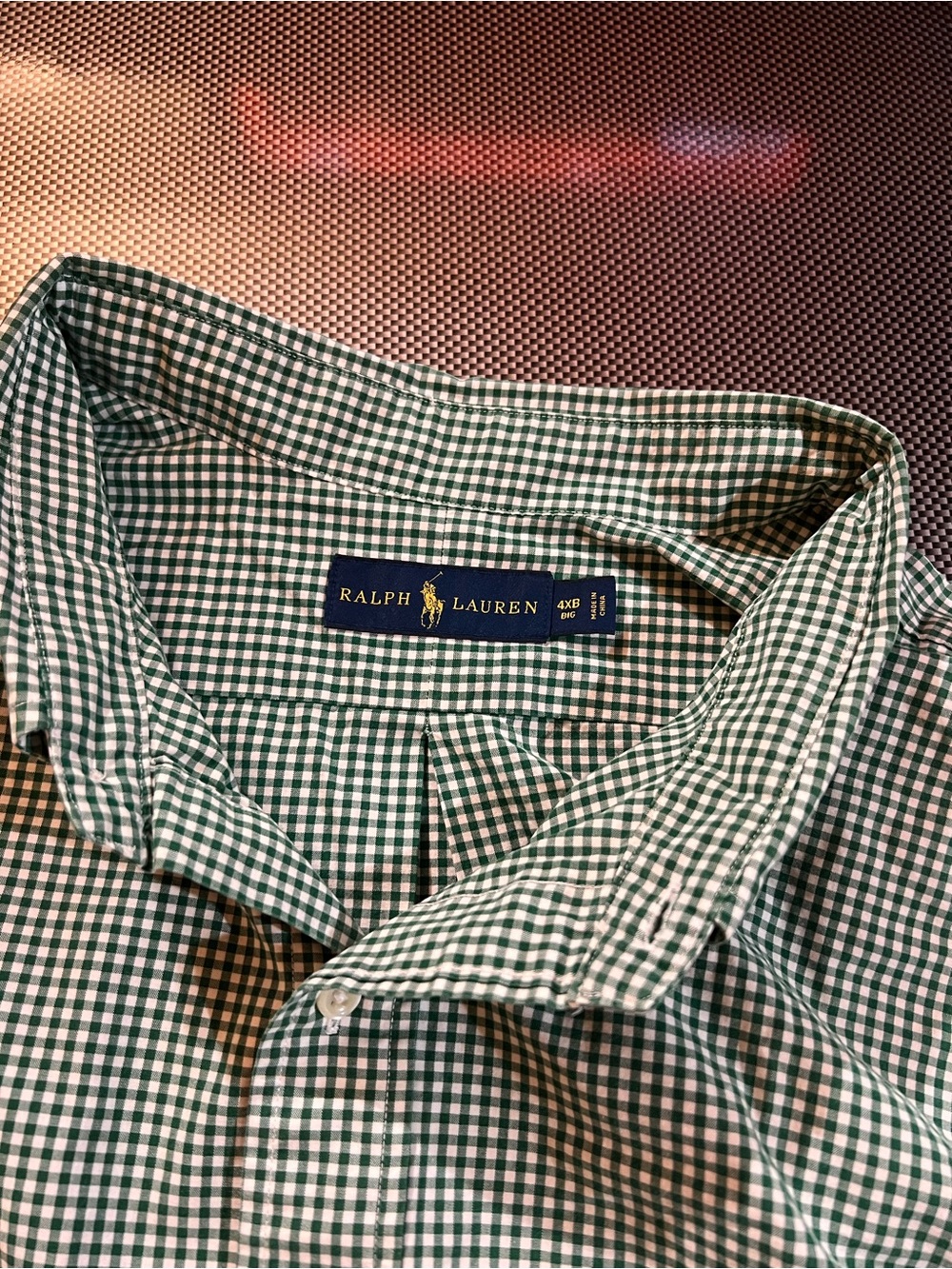 4xb Ralph Lauren Green Gingham Men’s Button-Down Shirt 100% cotton